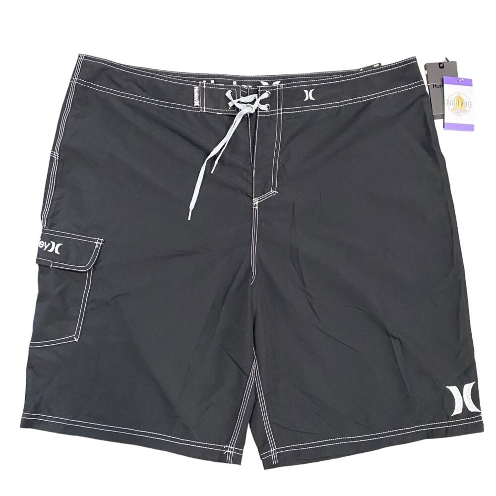 NWT Hurley Mens 42x22 Gray Swim Trunks Board Shorts Knee Length Drawstring Waist - Picture 1 of 15